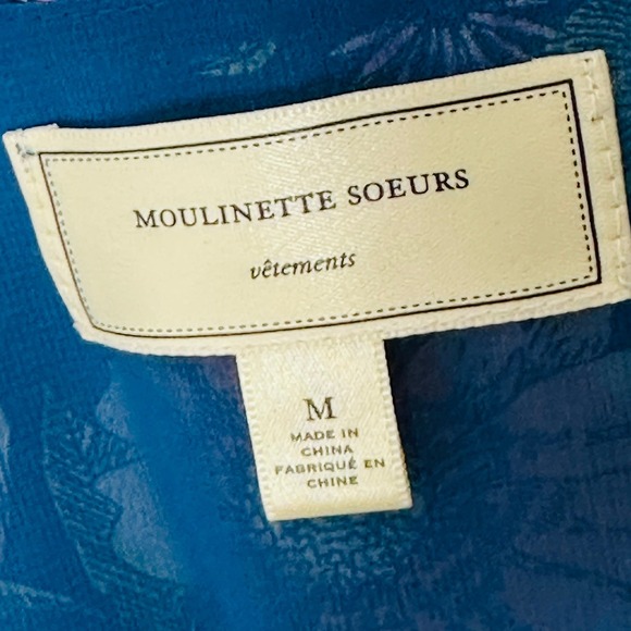 Moulinette Soeurs Navy Floral Silk Dress Womens Medium Gathered Waist Sleeveless - Picture 7 of 10